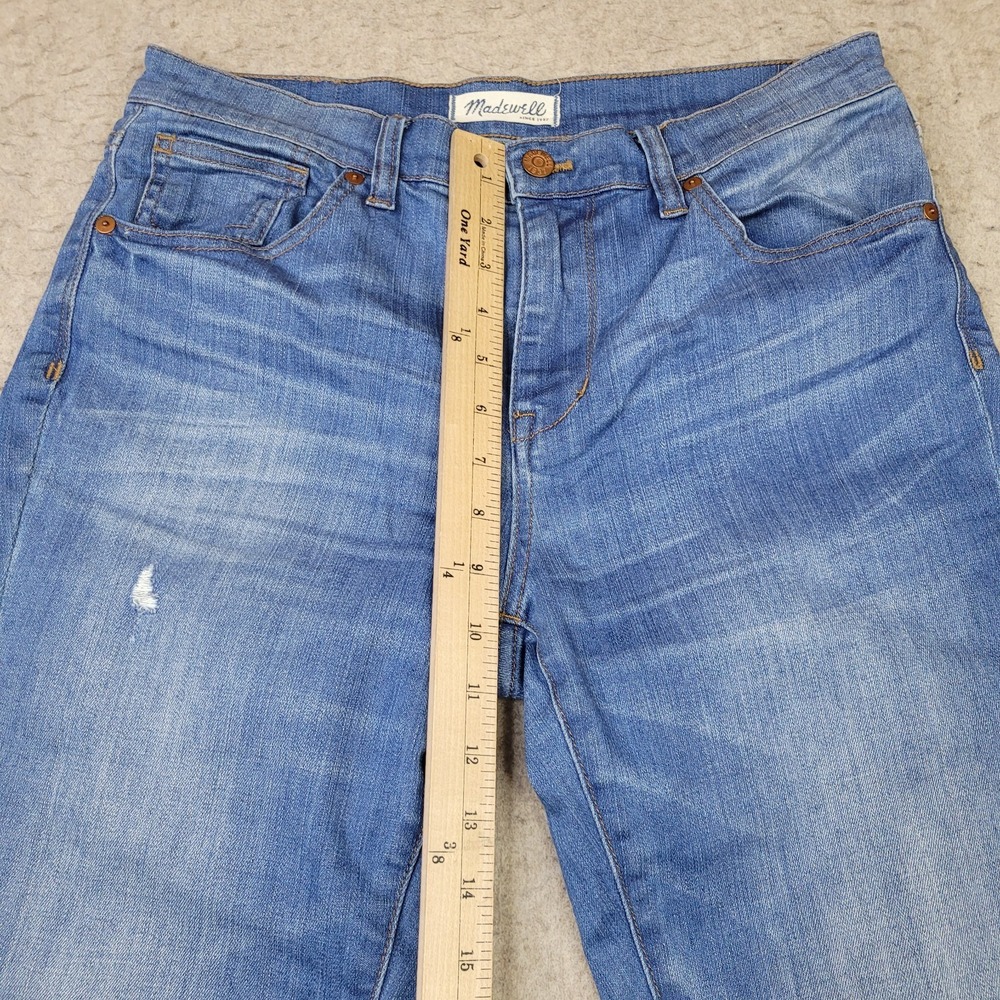 Madewell 9" High Riser Skinny Jeans Womens 31 Blue Light Wash Distressed Stretch - Picture 10 of 13